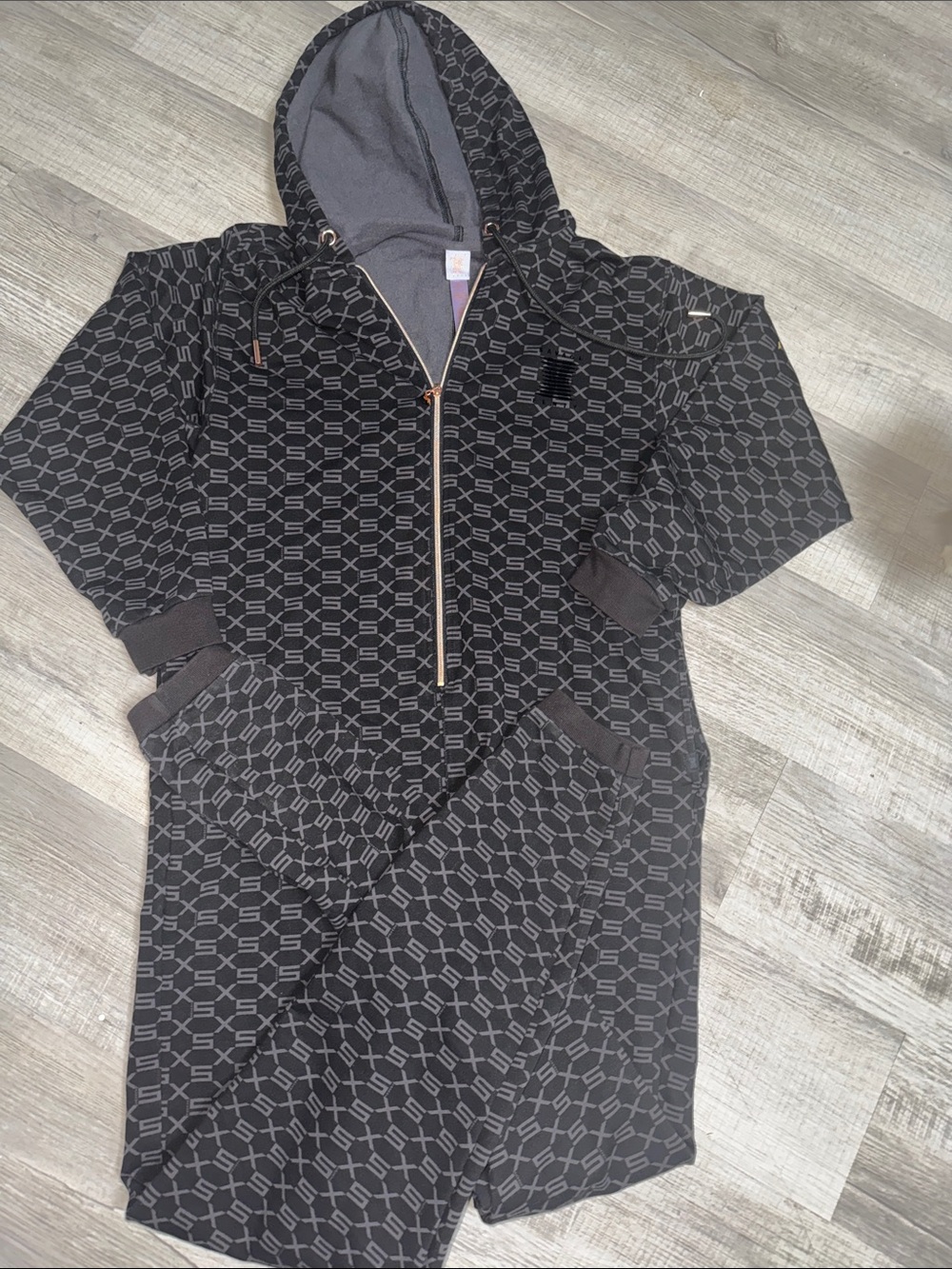 Savage X Fenty Black & Gray Hooded jumpsuit